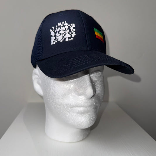 Mesh Cap - Cow Print/Rasta - Navy