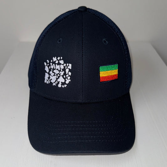 Mesh Cap - Cow Print/Rasta - Navy